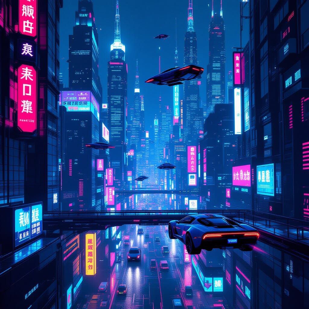 Cyberpunk Cityscape 2036: Neon and Steel