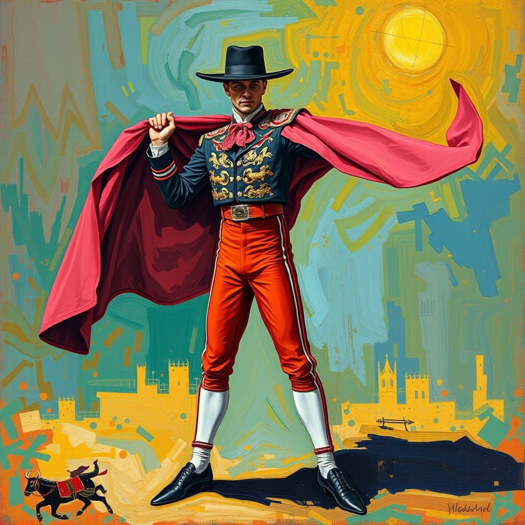 Matador with Cape in Expressionist Style