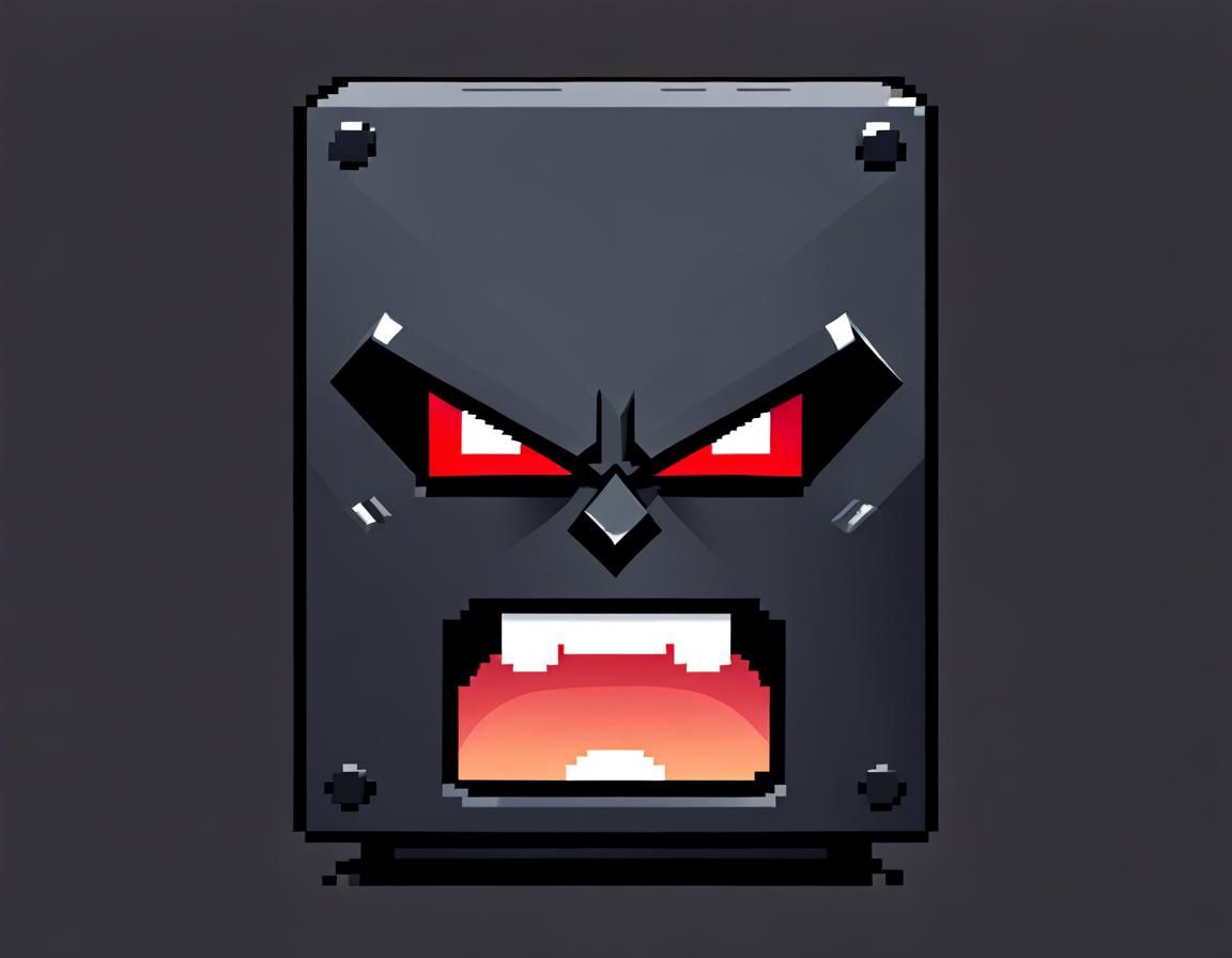 Angry Pixel Cartoon Character with Simple Design