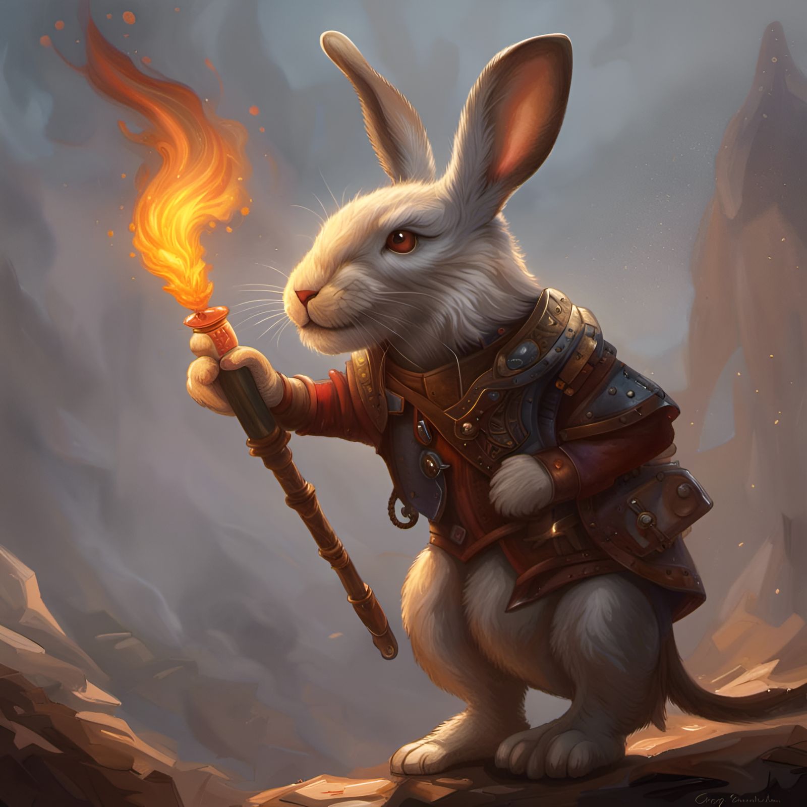 Fire-Breathing Rabbit Digital Painting