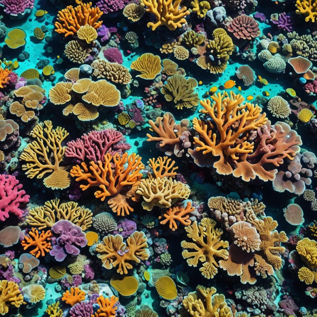 Psychedelic Coral Reef Glowing in Sunlight