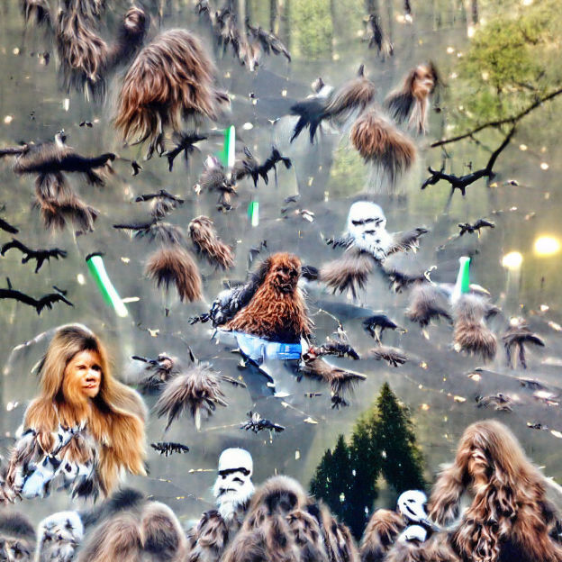 Chewbacca and Pigeons in Spooky Forest