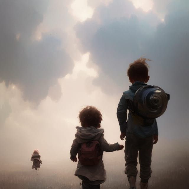 Humans Walk in Clouds: Hyperdetailed Concept Art