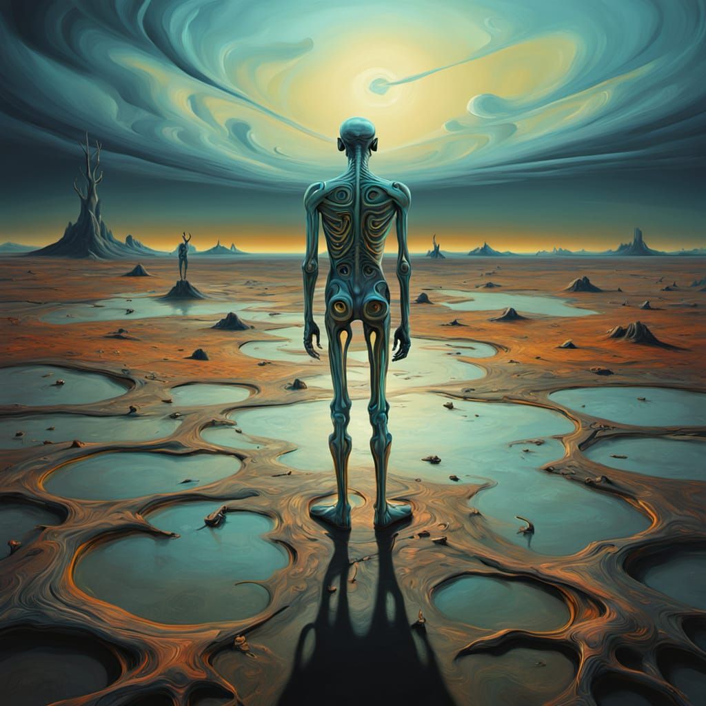 Surreal Figure With Melting Limbs in Dali Style