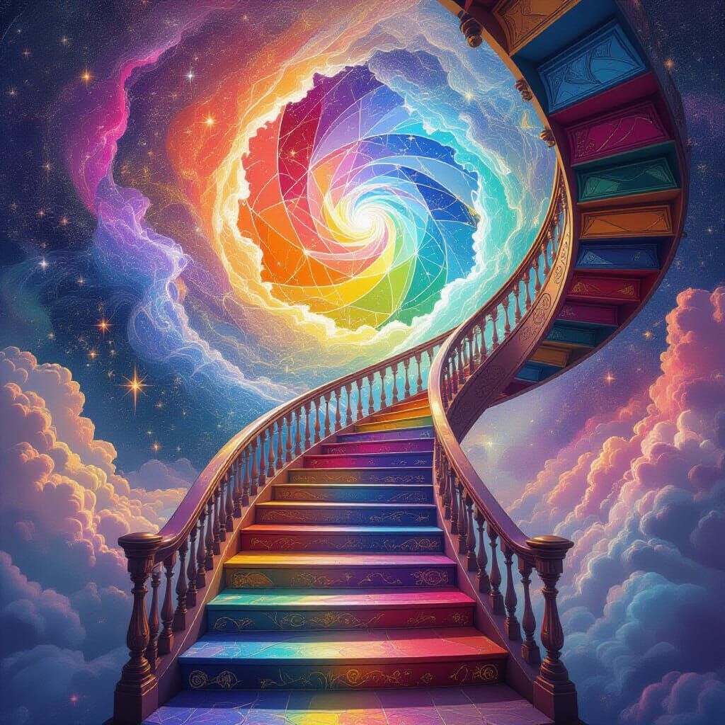Stairs to a Kaleidoscopic Astral Realm