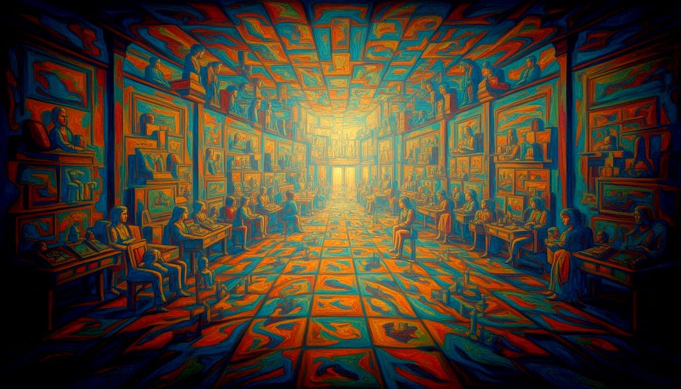 Chrono-Impressionist Artwork Layering Past Present Future