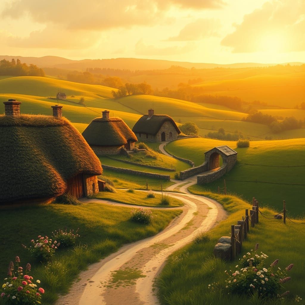 Golden Haven Amidst Rolling Hills and Farmlands