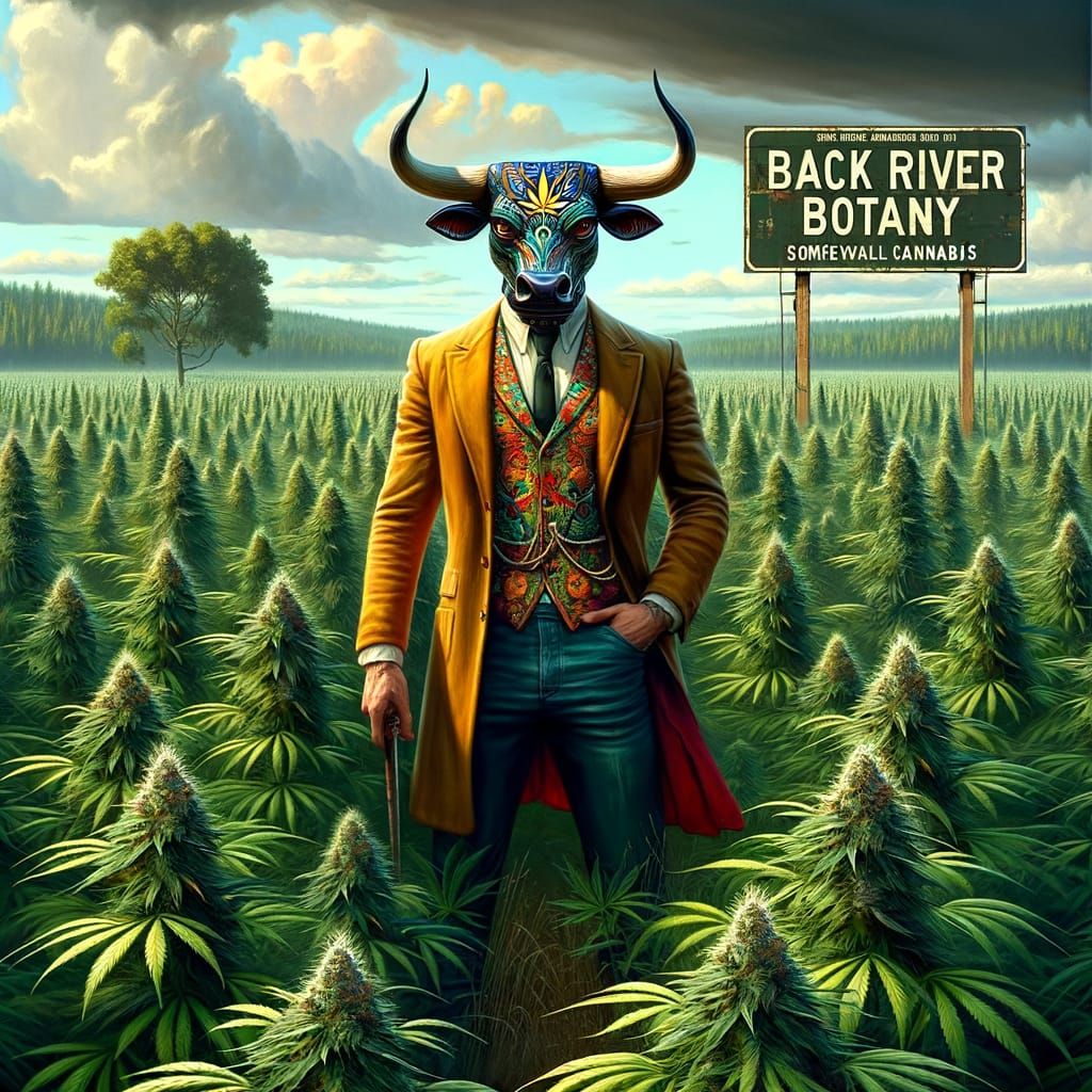 Epic Cannabis Landscape with the Dos Equis Bull Man