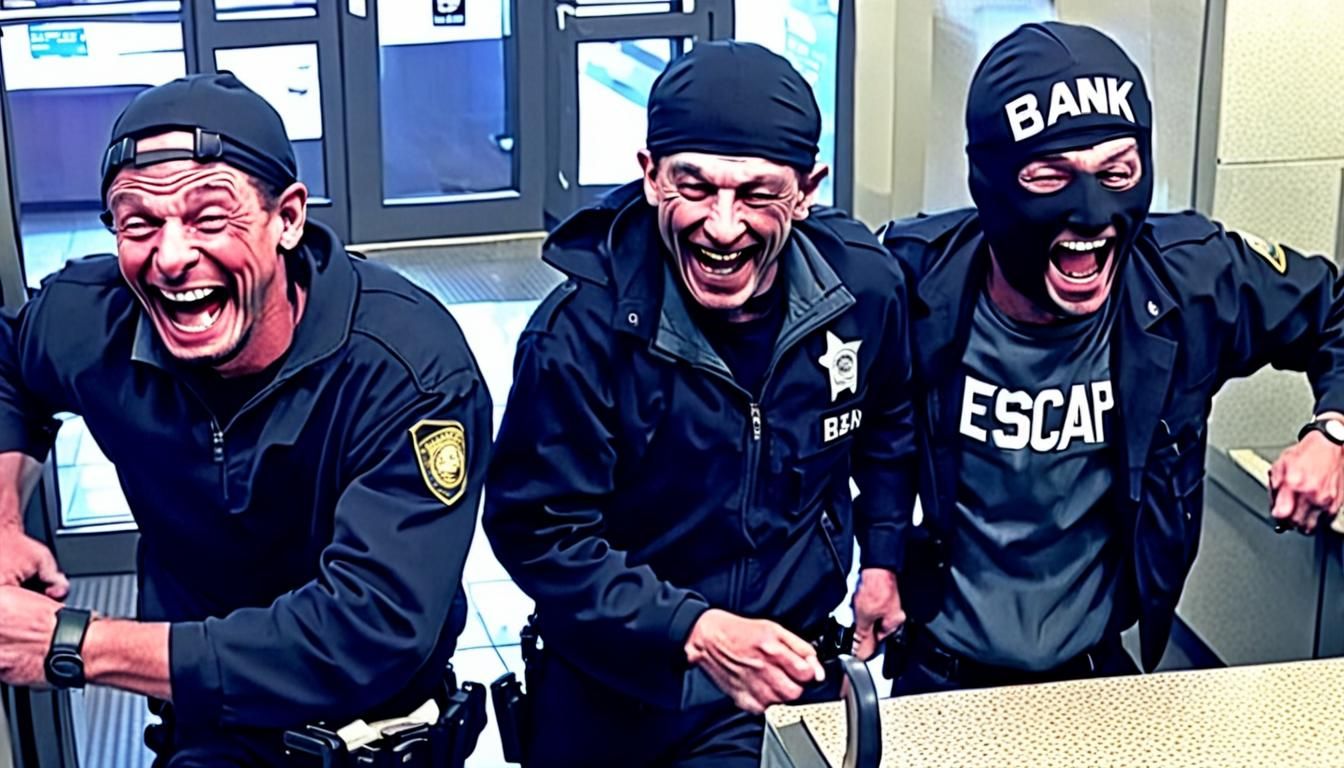 Bank Robbers' Joyful Escape