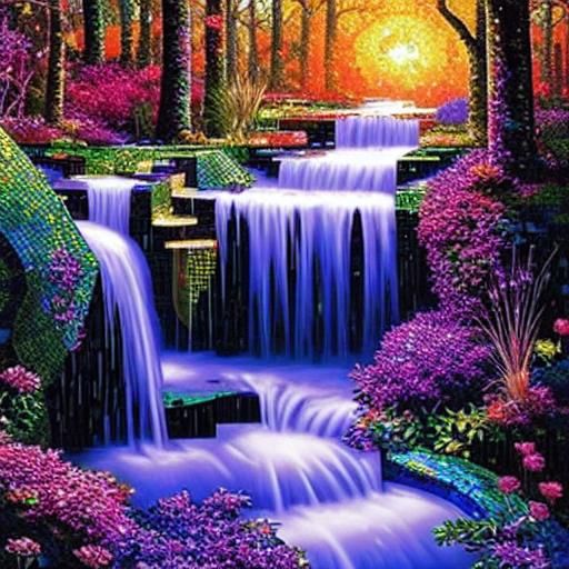 Gemstone Mosaic Cat: Iridescent Comic Art