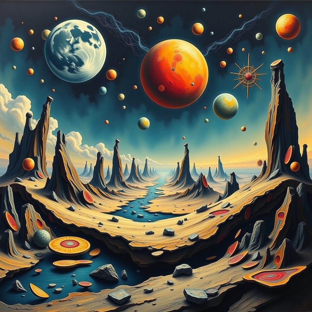 Surreal Futuristic Cityscape in Heavy Metal Style