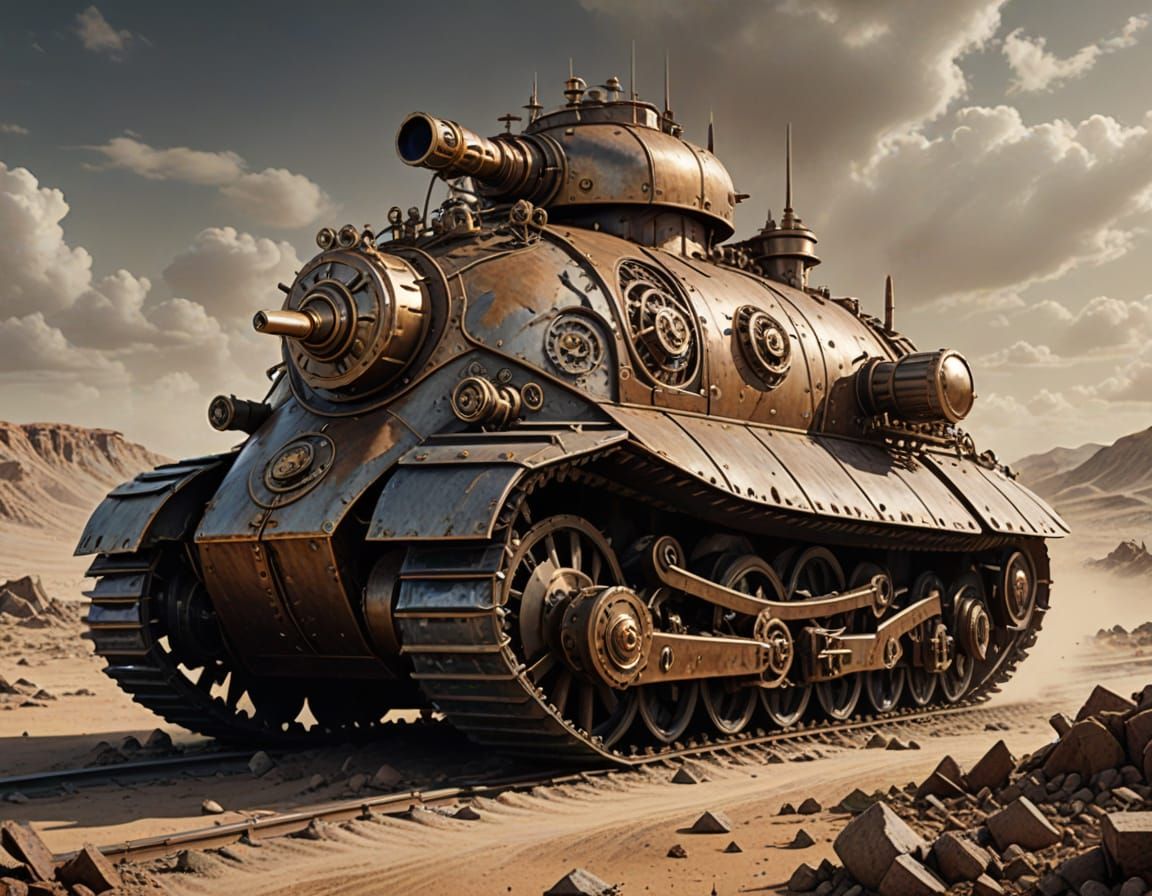 Steampunk Armadillo Tank on Cracked Earth