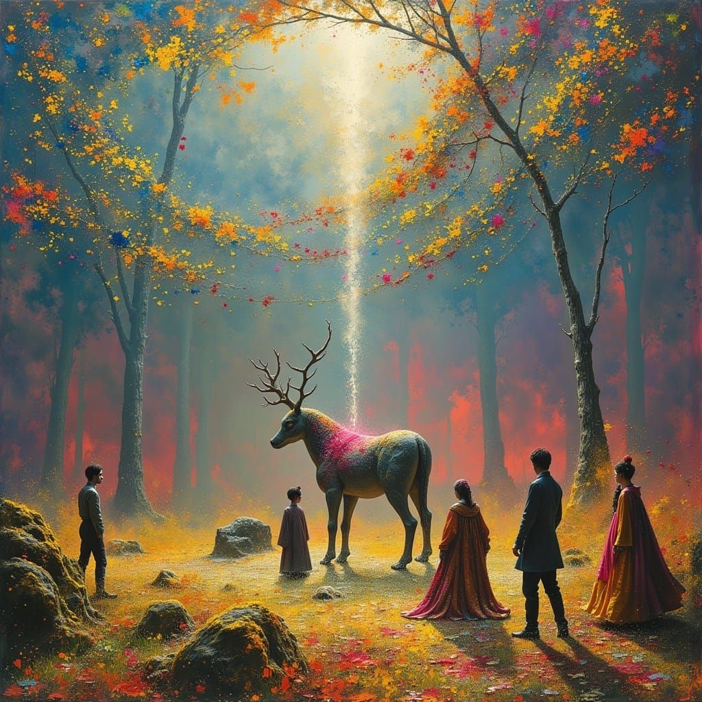 Mythological Chimaera with Matador, Harlequin, Geisha Under ...