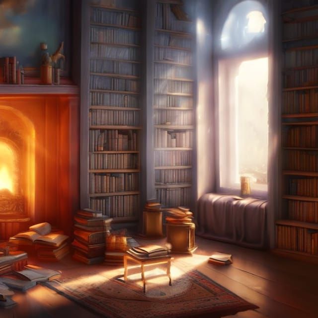 Angelic Paradise Seen Through Window in Cozy Room