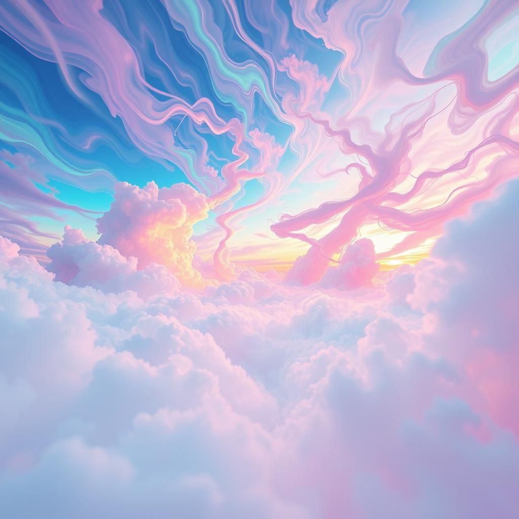 Surreal Social Media Dreamscape in Neon Hues