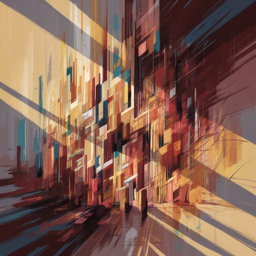 Abstract Fantasy Painting of Sadness in Warm Colors