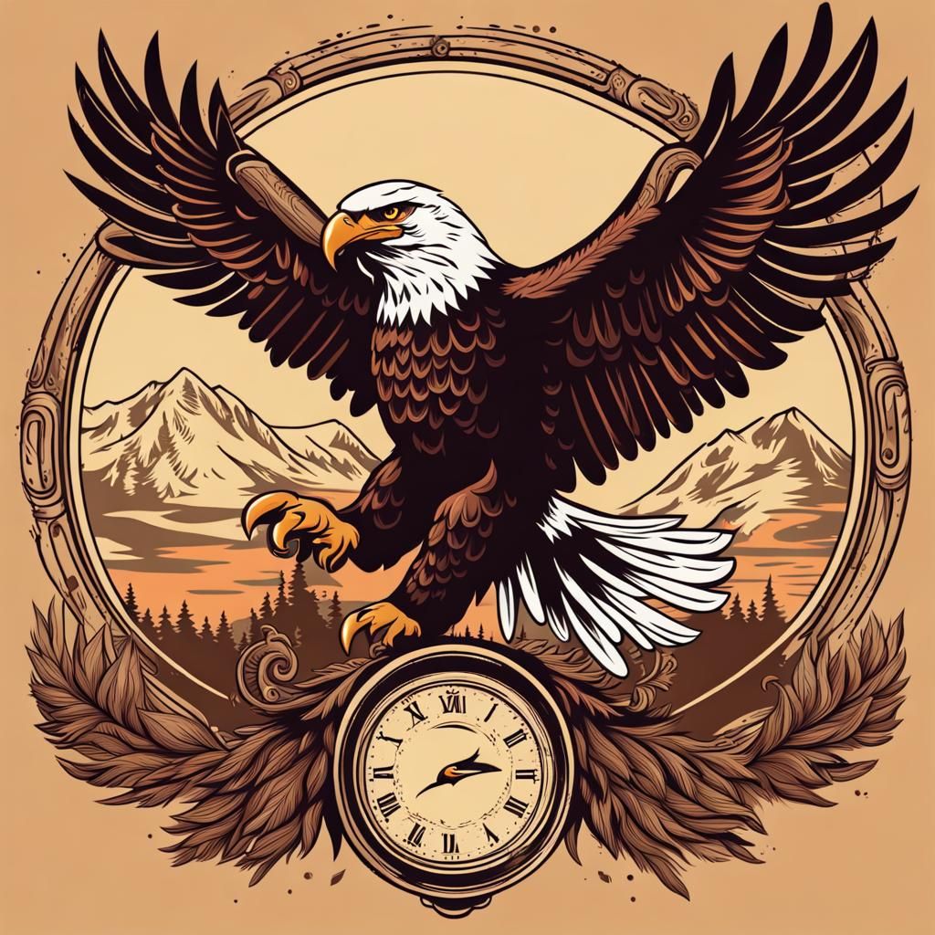 Vintage Eagle T-Shirt Design with Distressed Effect