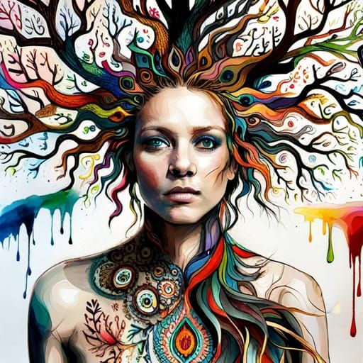 Intricate Technicolor Tree of Life Splash Art