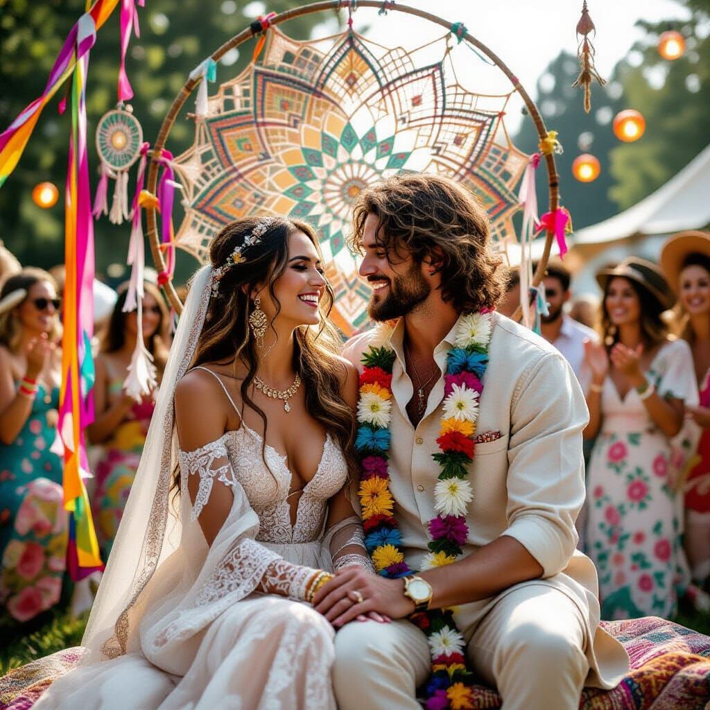 Bohemian Wedding Celebration with Dreamcatchers and Lanterns