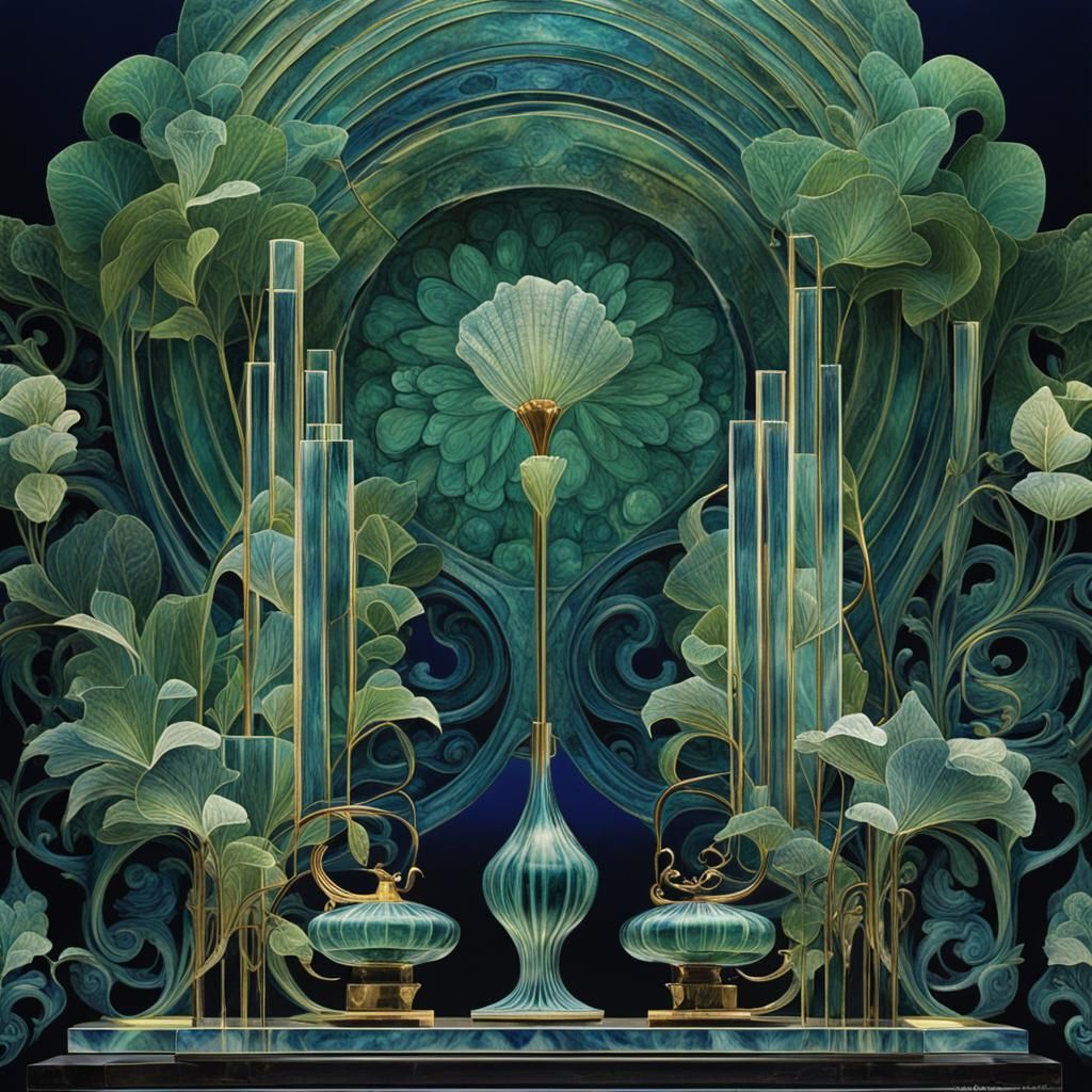 Opulent Art Deco Glass Vase in Bauhaus Style