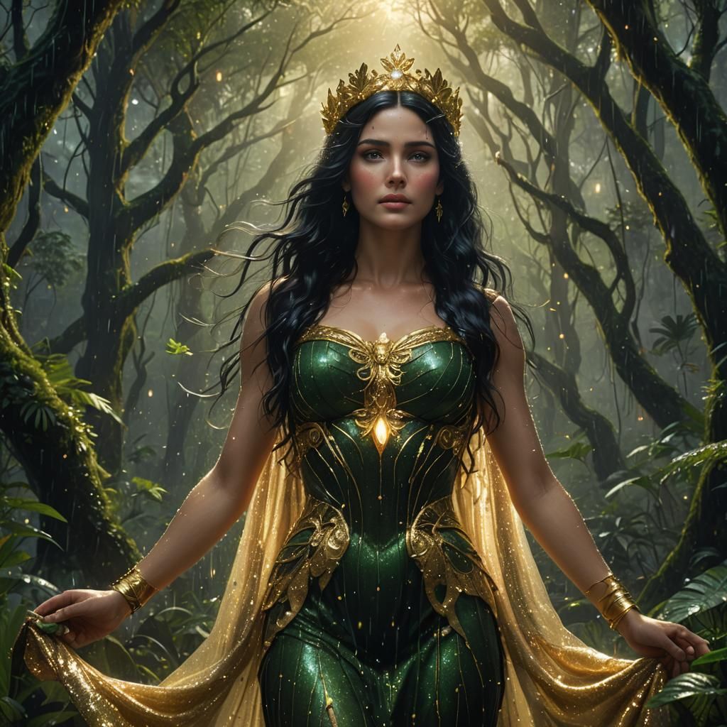 Aphrodite in Rainforest, Fantasy Concept Art