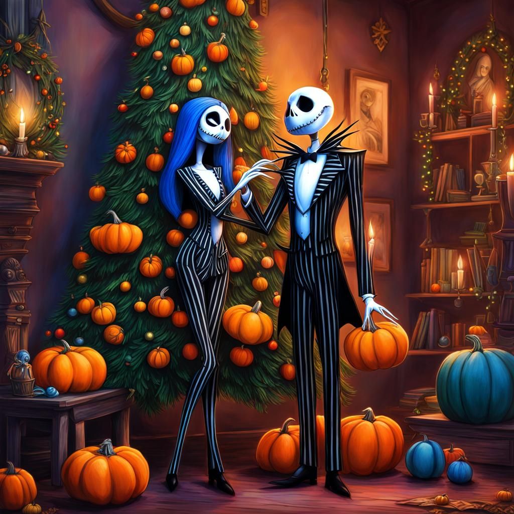 Jack and Sally's Pumpkin Christmas Tree