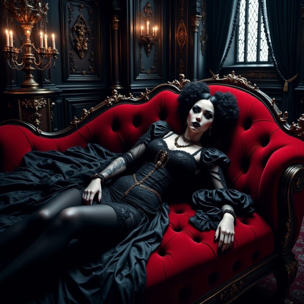 Elegant Gothic Vampire in Victorian Attire