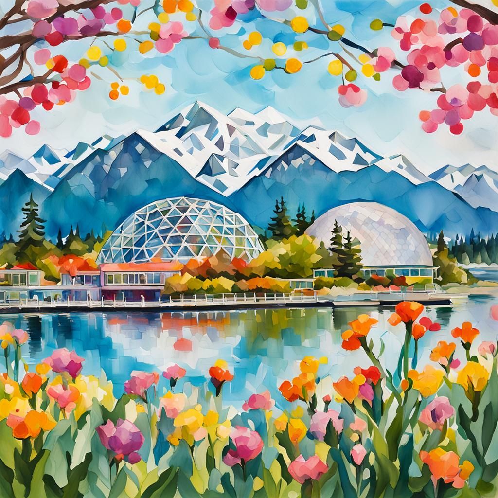 Vancouver Science World in Impressionist Gouache Style