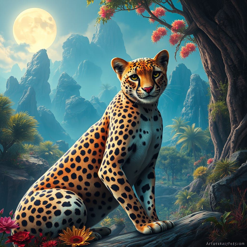 Surreal Cheetah in Vibrant Rainbow Hues
