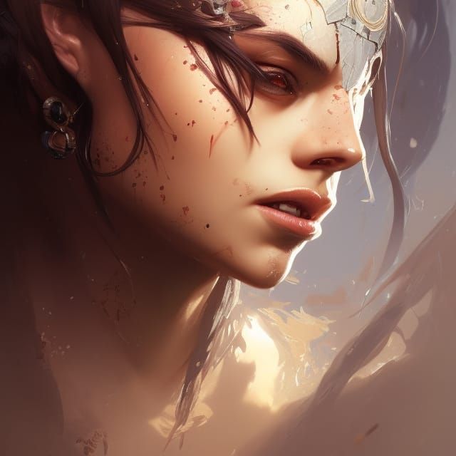 Emerald Warrior Princess Portrait in Hyperdetailed Style