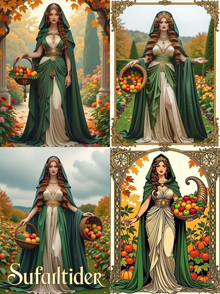 Regal Demeter Goddess in Autumn Abundance
