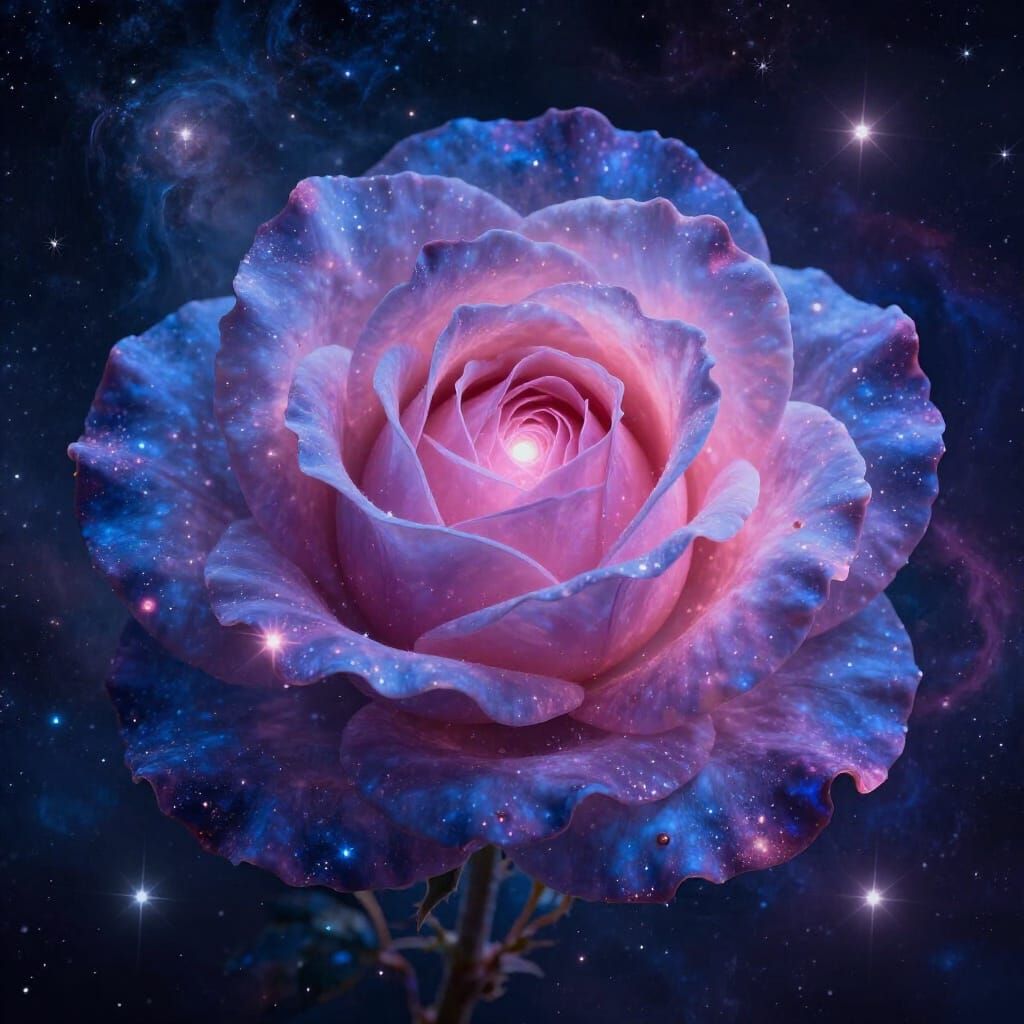 Cosmic Galaxy Rose in Ethereal Style