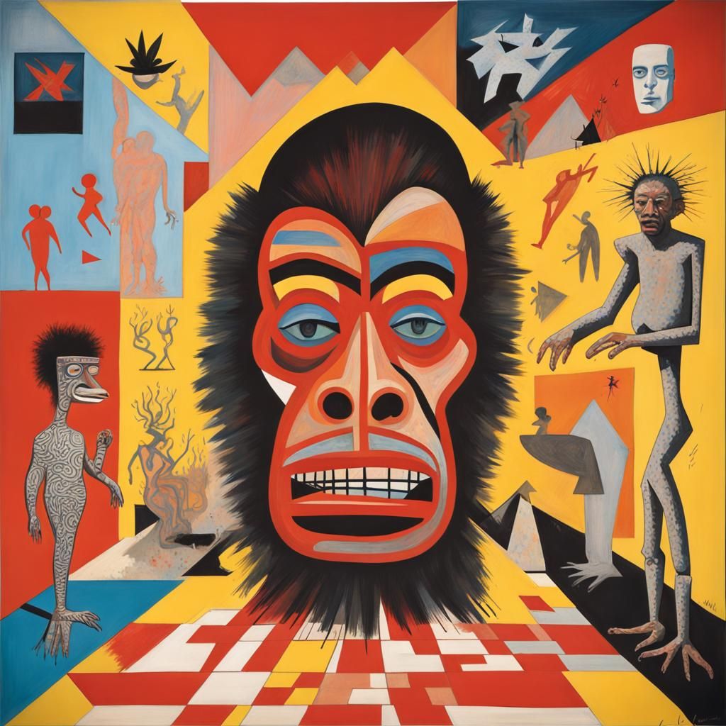 Bigfoot in Abstract Cubist Style