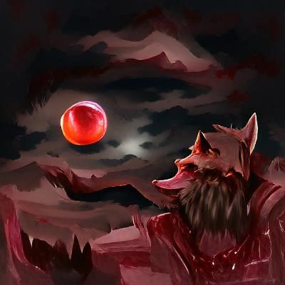 Werewolf Howling at Blood Moon
