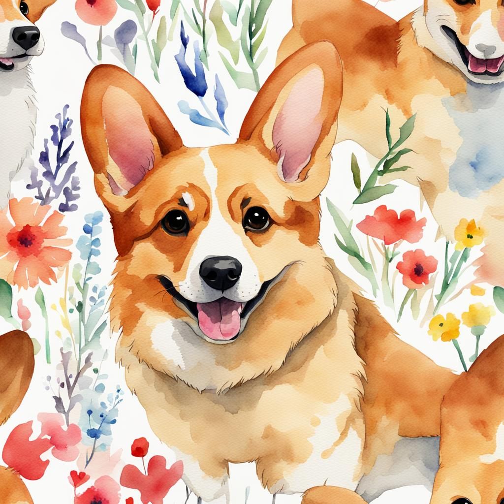 Charming Corgi in Watercolor Style