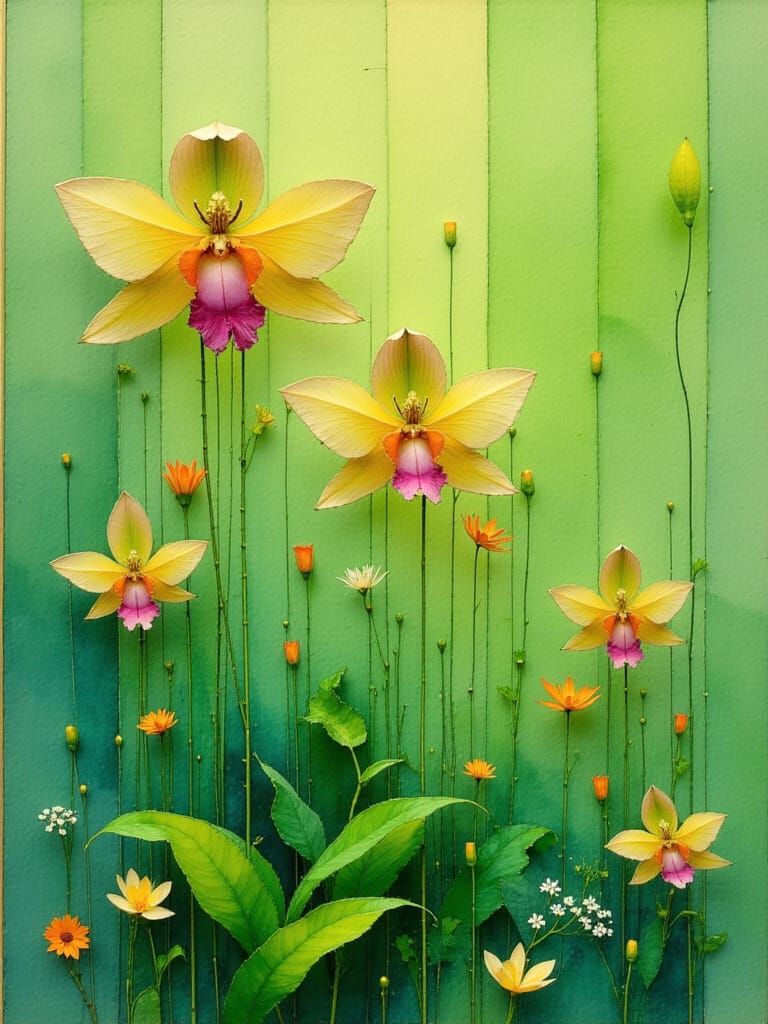 Blooming Moth Orchid in Dreamy Watercolor Style