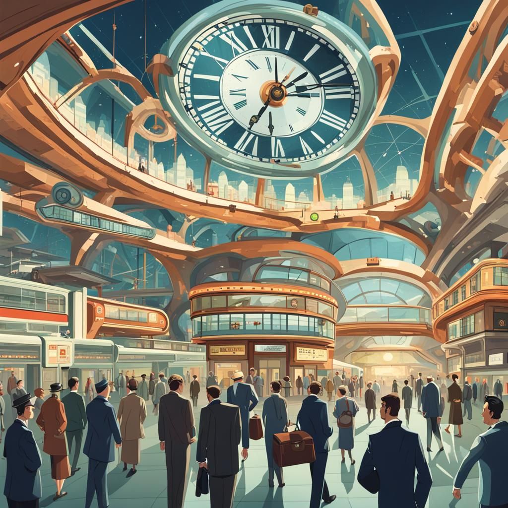 Retro-Futuristic Clockwork City Train Station