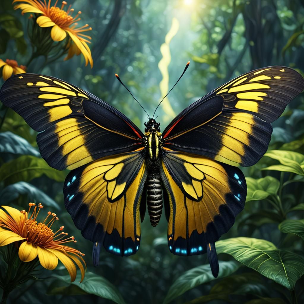 Epic Close-Up of a Golden Birdwing Butterfly