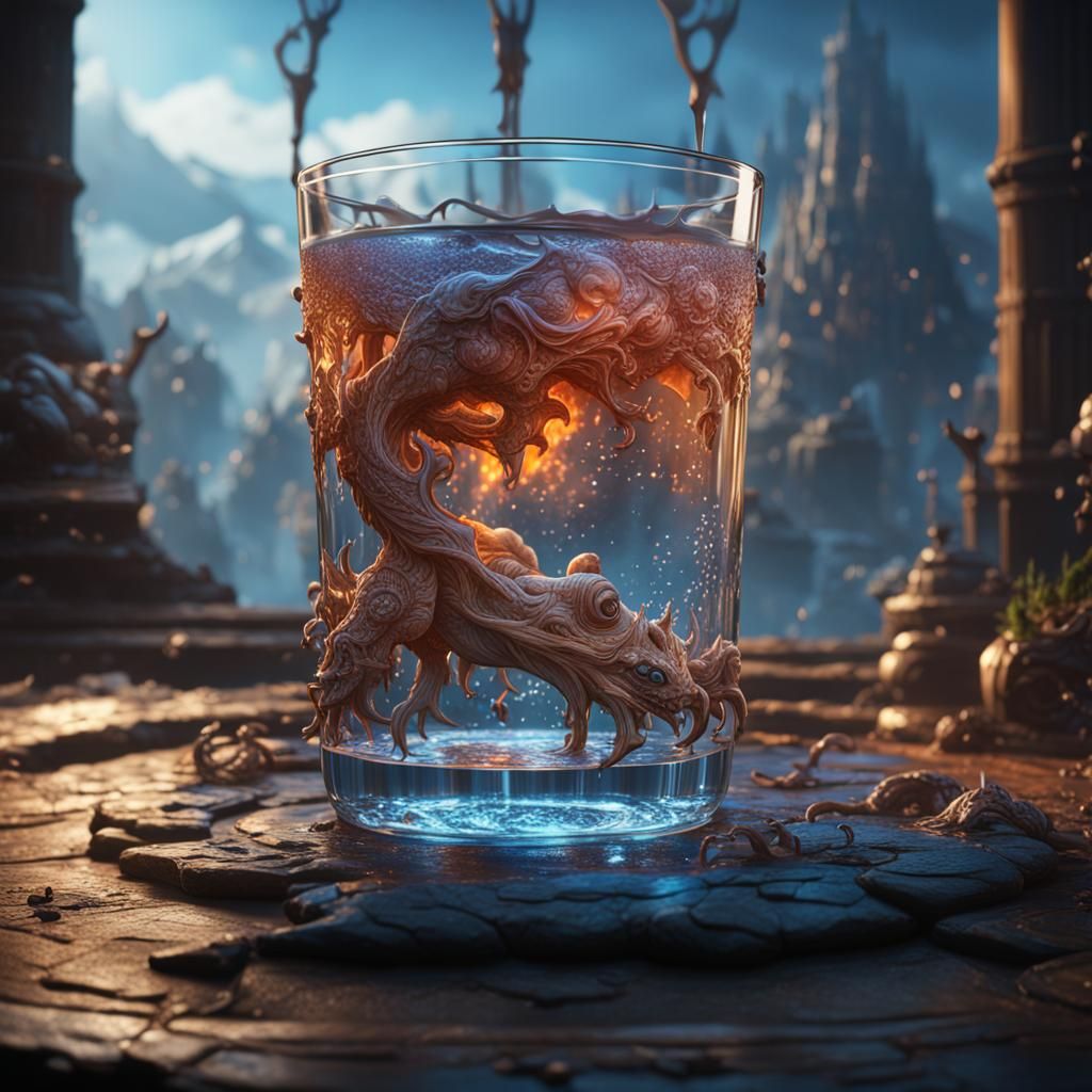 Glass of Water at Night: Detailed Matte Painting