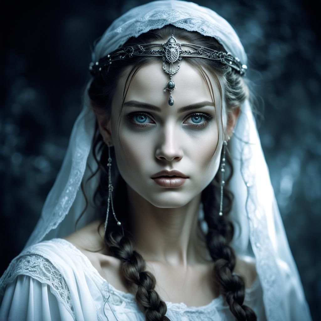 Ethereal Maiden in White, Inspired by Royo