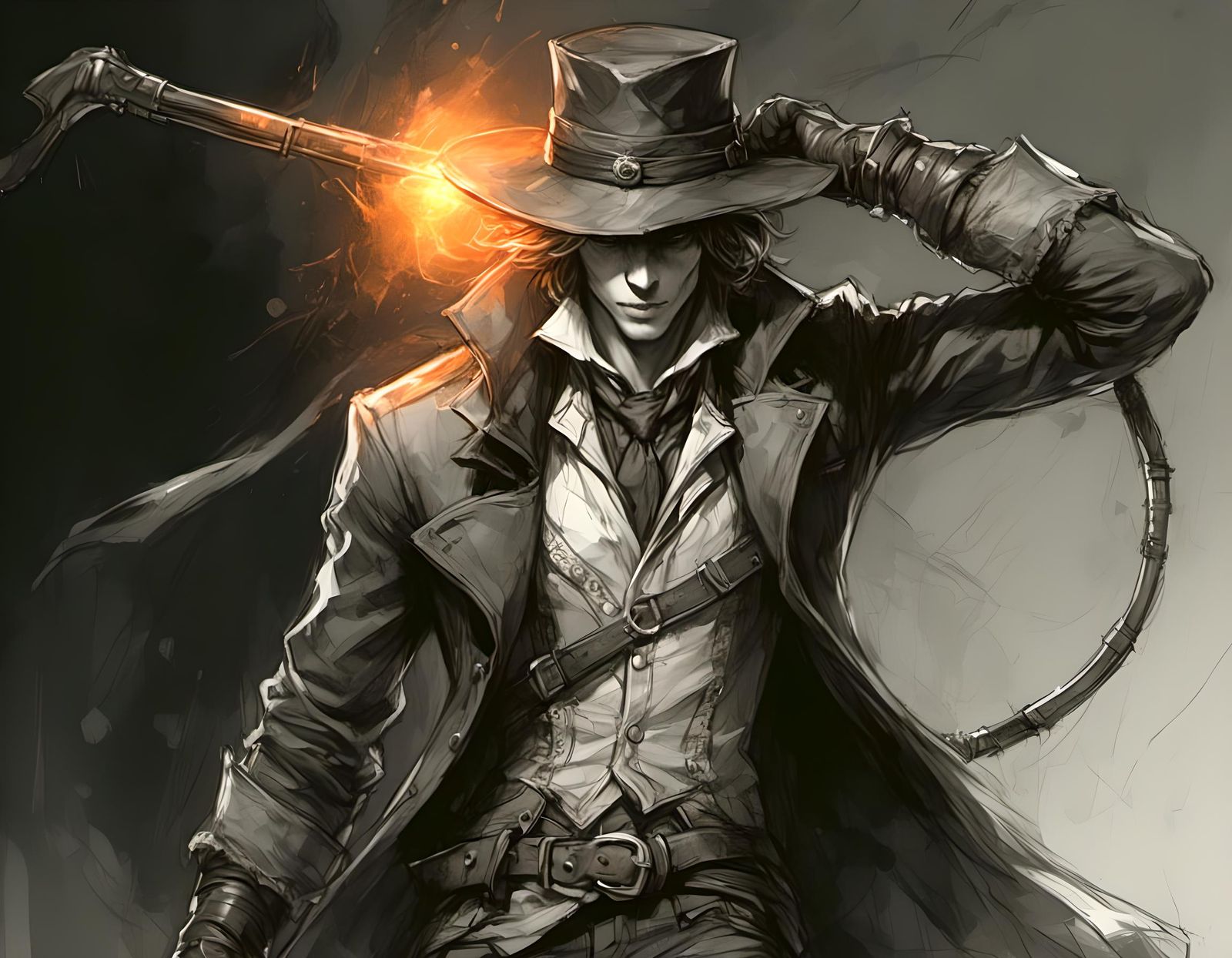 Handsome Jock as Bloodborne Hunter in Anime Style