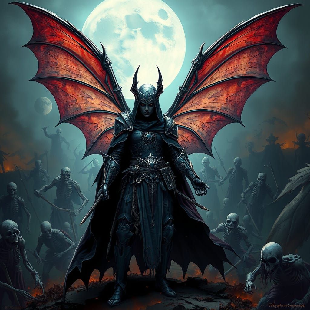 Dark Fairy Warrior Leads Undead Army in Haunting Gothic Scen...