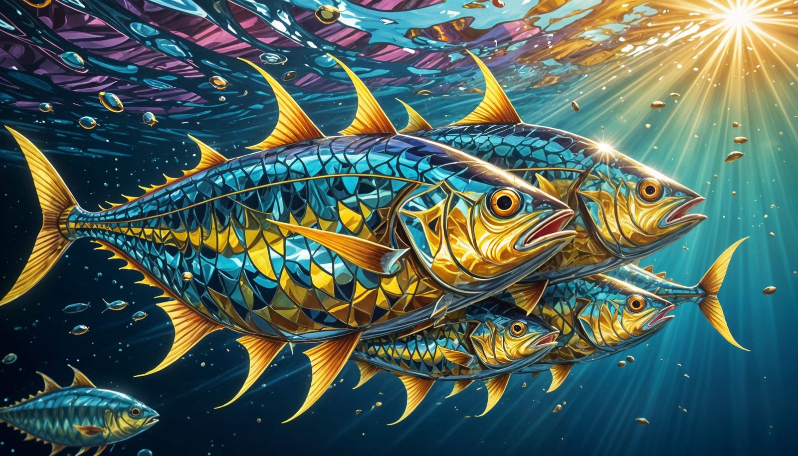 Glass Yellowfin Tuna in Abstract Graffiti Style