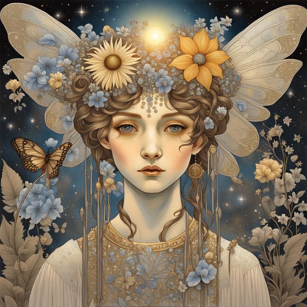 Ethereal Flower Fairy Portrait in Fantasy Style