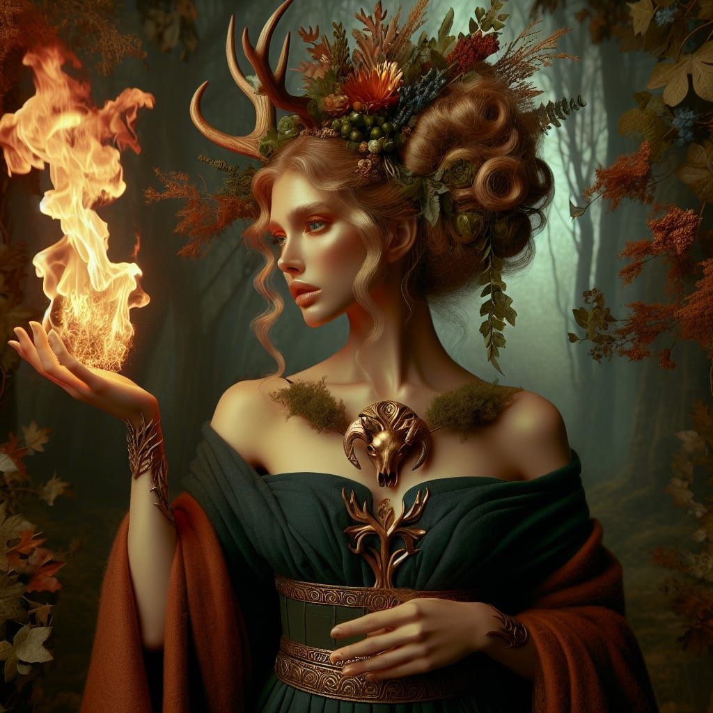 Etruscan Goddess of the Wild in Fiery Splendor