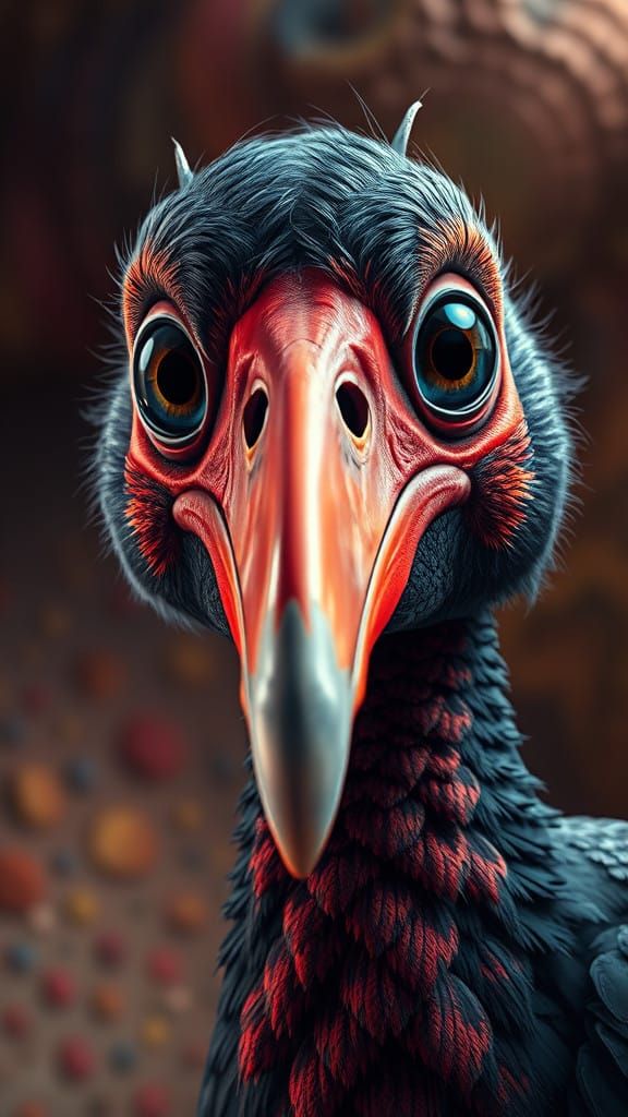 Vibrant Hyperrealistic Dodo Bird with Shimmering Eyes