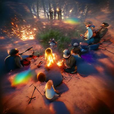 Campfire Songs in Hyperrealistic Style