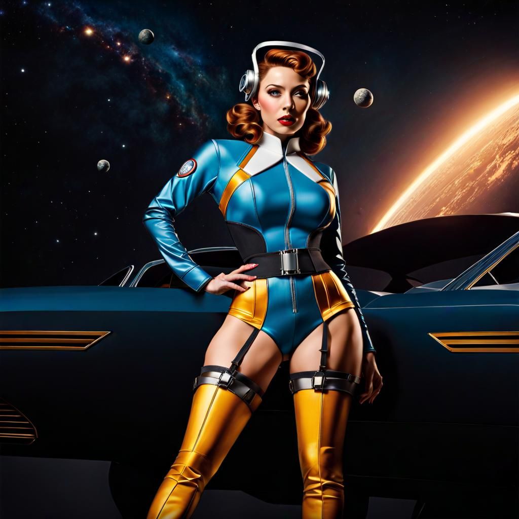 Retro Sci-Fi Pinup Girl in Spacesuit
