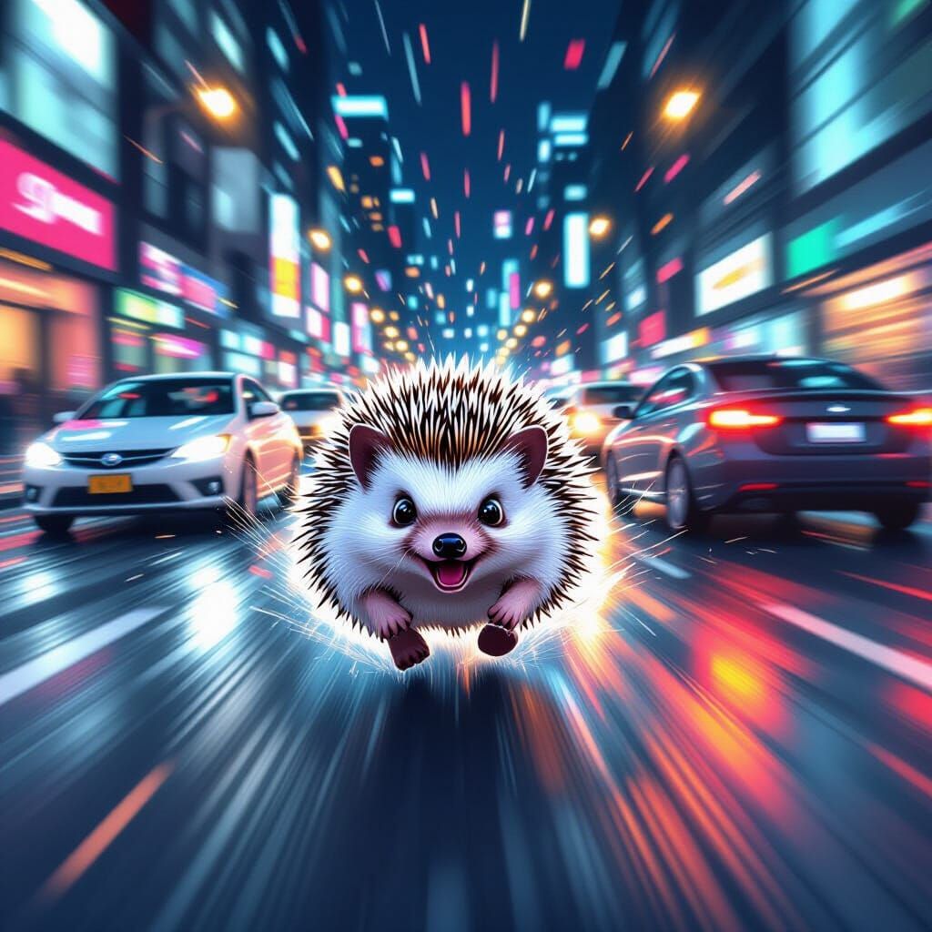 Hedgehog's Frenzied Escape from City Traffic