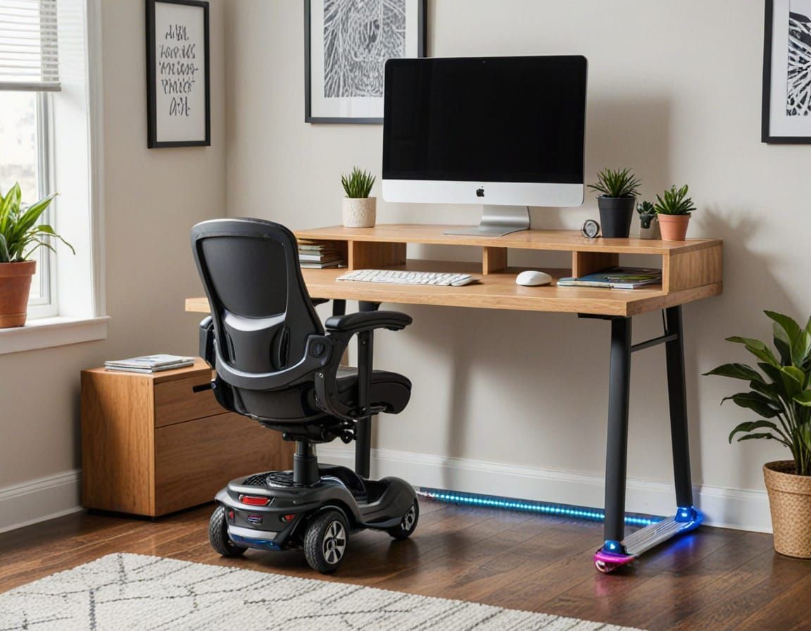 Vibrant Futuristic Workspace in Whimsical Style